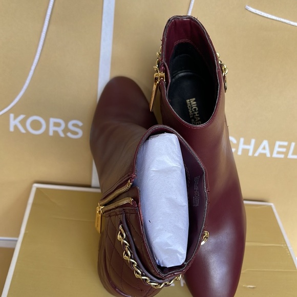 Michael Kors Elsa Merlot Leather Ankle Boots - Picture 14 of 16
